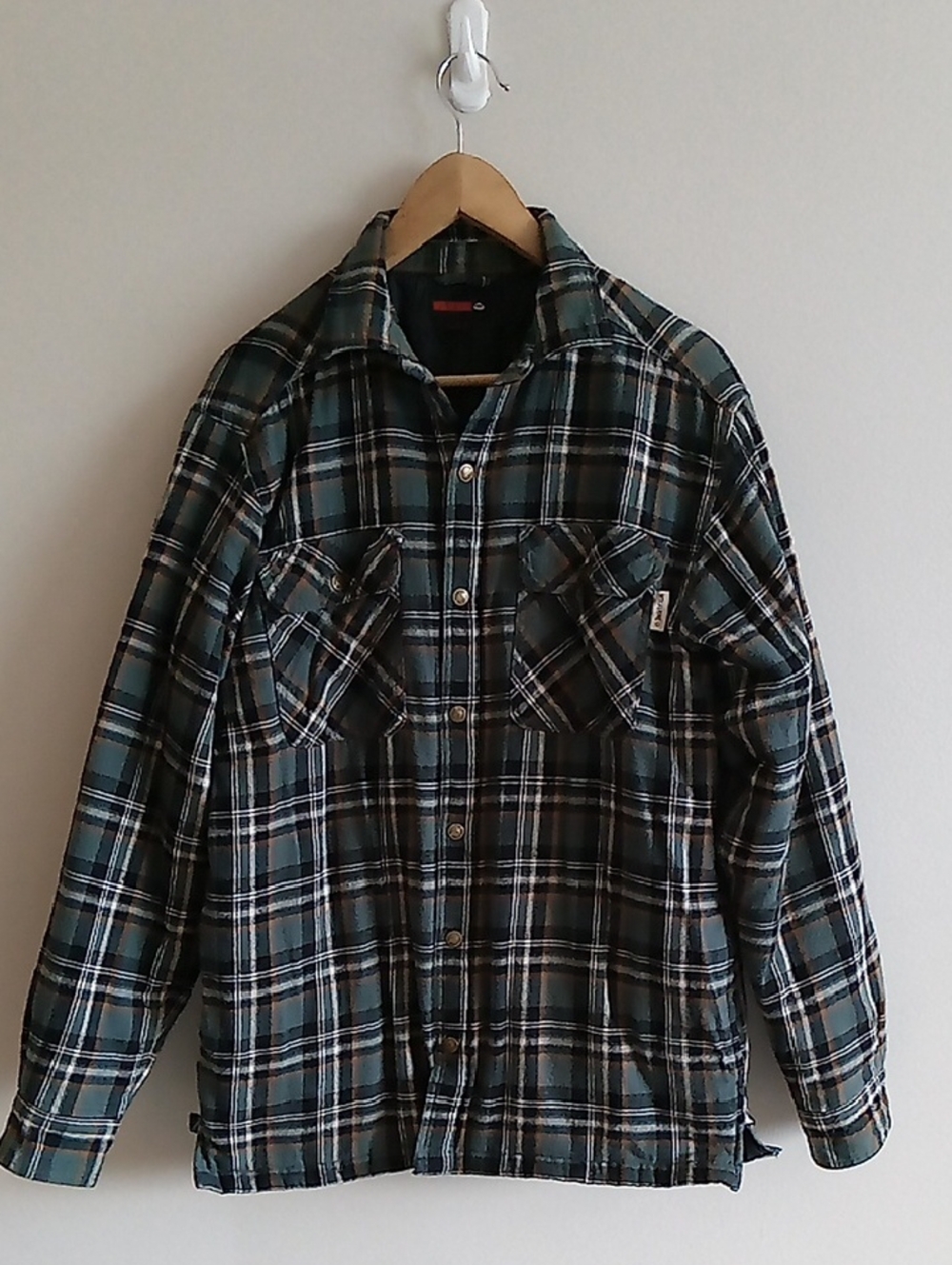 Wolverine Green Black Plaid Flannel Quilted Jacket Shacket Size Medium